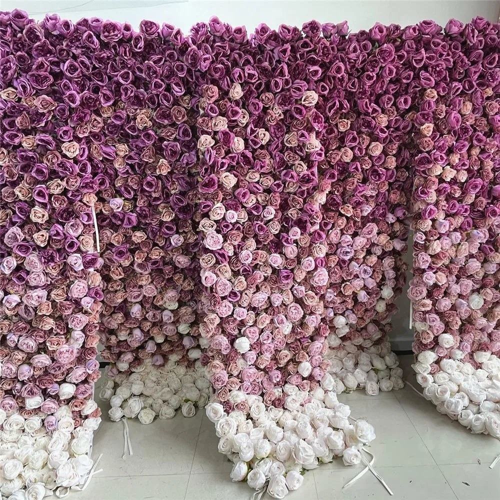SPR Rolled Ombre  Silk Flower Cloth Silk Structure Material Wedding Stage Backdrop Artificial Flowers Wall for Salon Wall D