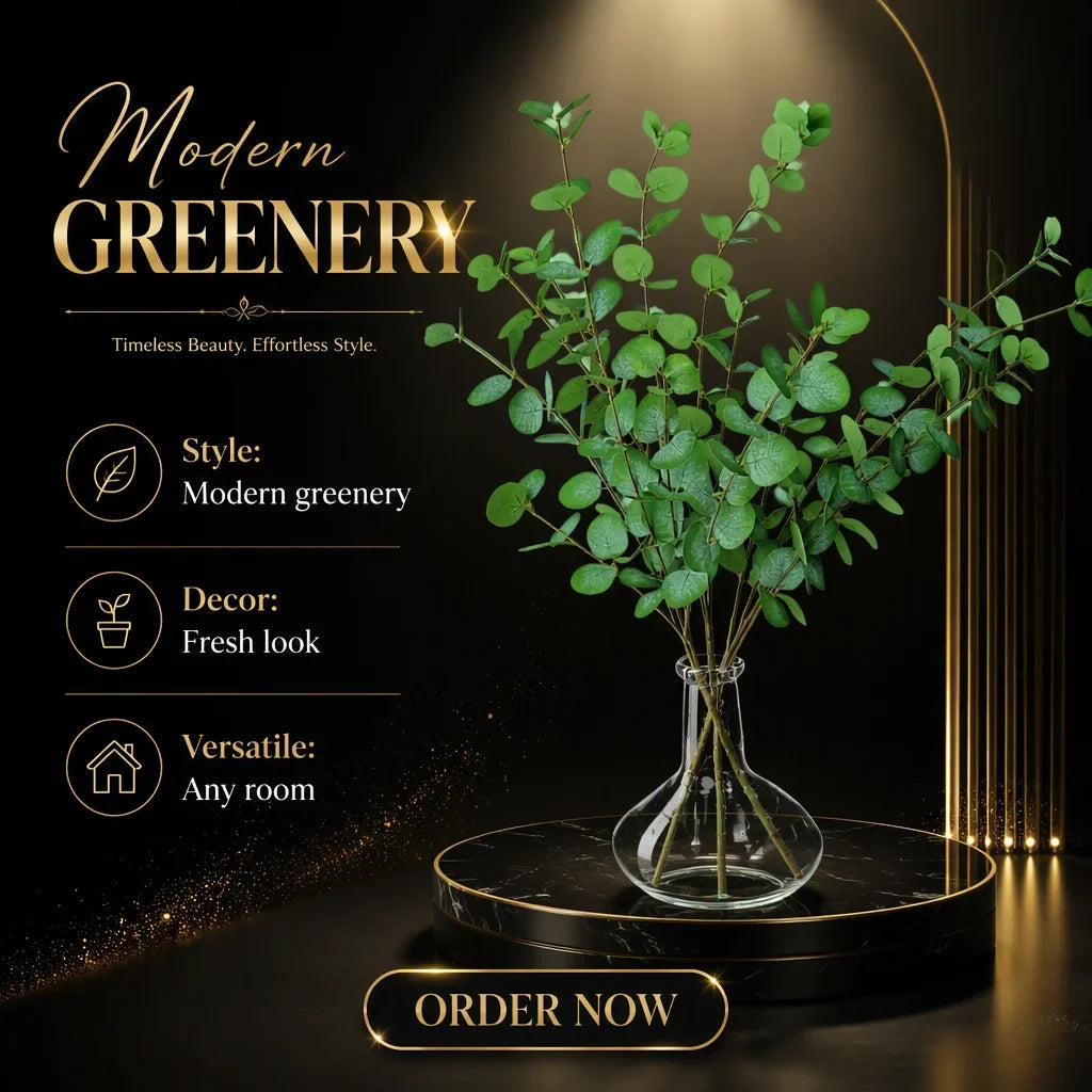 Artificial Silk Eucalyptus Branches High Simulation Greenery Stems for Home Vase Wedding Floral Arrangement Decor