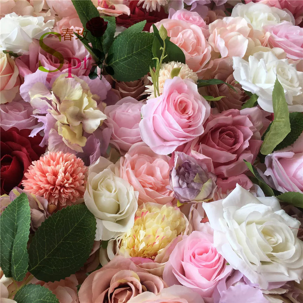 SPR ROLL Handmade Lightweight Fabric Back Style Customizable Size Color Artificial Rose Flower Wall Wedding Birthday Party