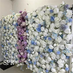 SPR Bridal Bouquet Fabric Back Blue Flower Wedding Decor Backdrop Flowerwall Artificial Decoration Custom Floral Wall Panels - 1*1foot / SPR-FW2217-17
