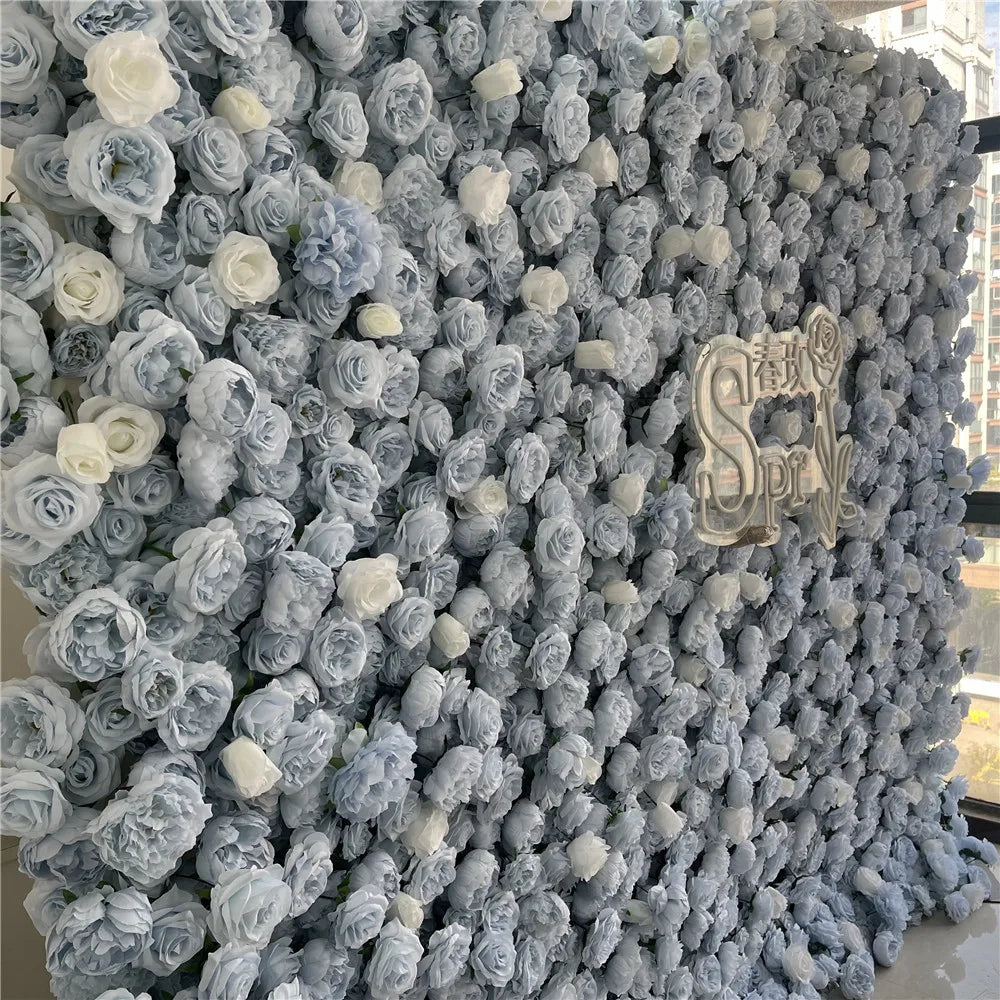 SPR Bridal Bouquet Fabric Back Blue Flower Wedding Decor Backdrop Flowerwall Artificial Decoration Custom Floral Wall Panels