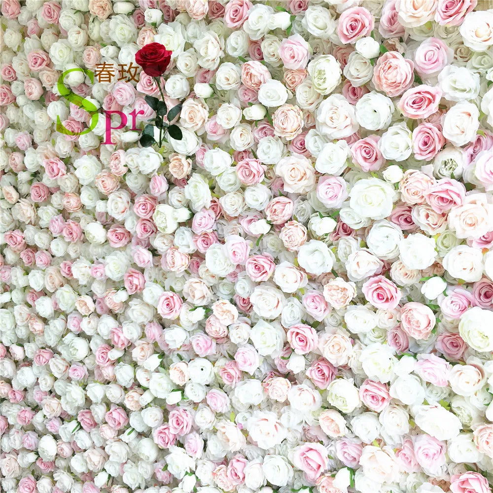 SPR Bridals Bouquet PINK Wholesale Custom White Pink Wedding Supplies  Rose Backdrop Silk Artificial Decorative Flower Wall