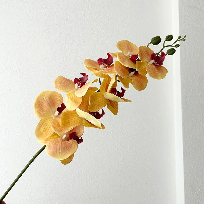 High Quality Real Touch 9 Head Artificial Phalaenopsis Flowers Big Blooms Orchid Flowers Leaves Stem Plants for Home Wedding