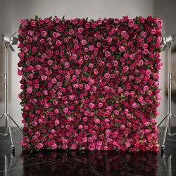 SPR Bridal Bouquet Customized Color Wedding Artificial Rose Peony Orchid Flower Wall with Green Plant Leaf Flower Panel - Ivory / SPR-FW211230-7