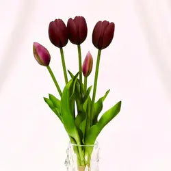 2026 New Arrival Real Touch Tulips Flowers 40cm Soft Rubber White PinK Artificial Flower for Home Wedding Decoration - 40CM(15.75in) / 06-Deep Purple