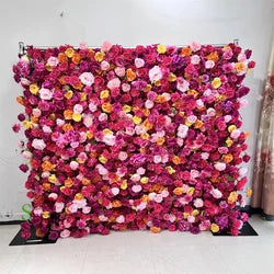 SPR Artificial Silk Flower Mat for Wedding Christmas Chinese New Year Wall Decoration Backdrop Panel Rose Flower Wall Bohemian - SPR-FW24930-3