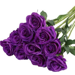 Wholesale Red Artificial Silk Roses Bouquet Long Stems Bridal Floral for Wedding Mother's Day Home Table Centerpiece Decor - 50CM(19.69in) / Ivory