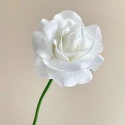 High Quality Wholesale Autumn Artificial Single Rose Real Touch Roses Flower for Table Centerpiece Wedding Decoration - 25CM(9.84in) / 01-White