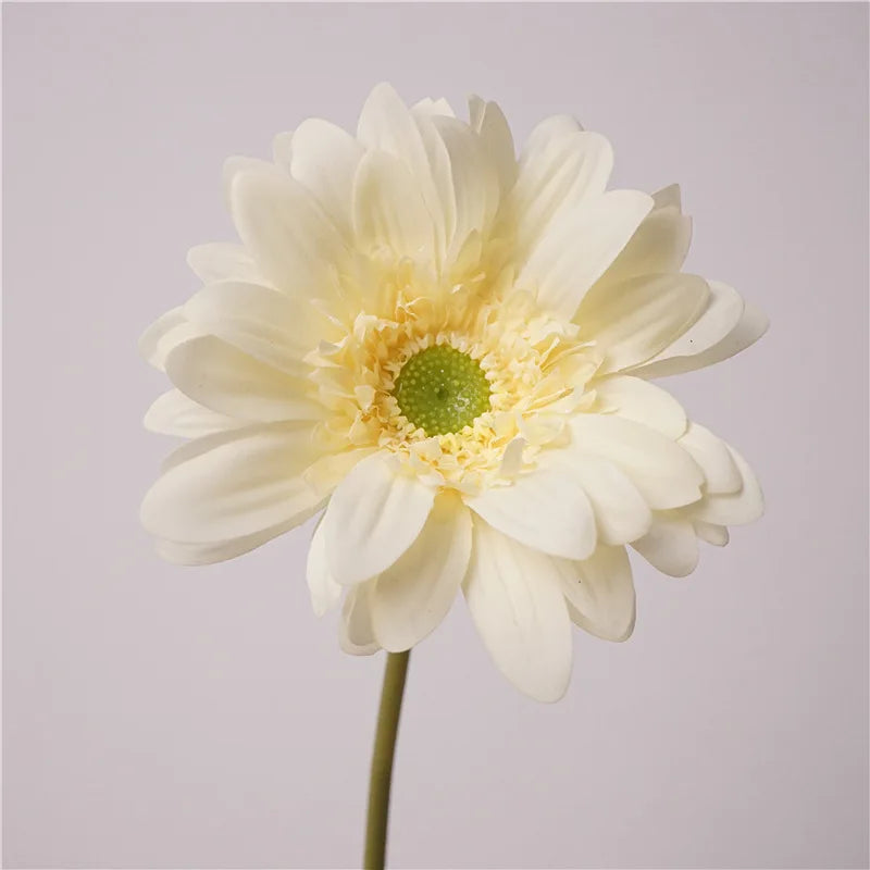 Wholesale Home Decor Table Pieces Single Branch Latex Gerbera Artificial Real Touch Flower White Gerbera