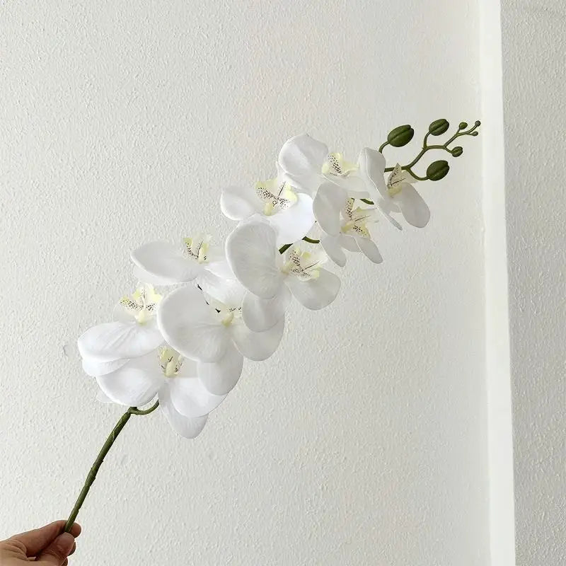 High Quality Real Touch 9 Head Artificial Phalaenopsis Flowers Big Blooms Orchid Flowers Leaves Stem Plants for Home Wedding