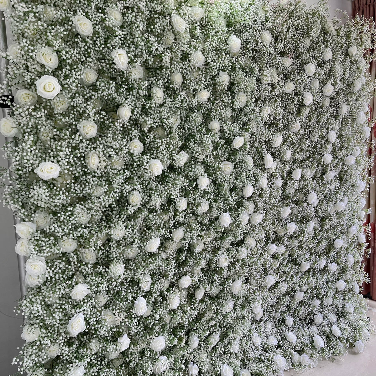 SPR Wedding Party Hotel Event Birthday Decorative Backdrop Silk Fabric Back Rose With Hydrangea With Green Plant Flower Wall