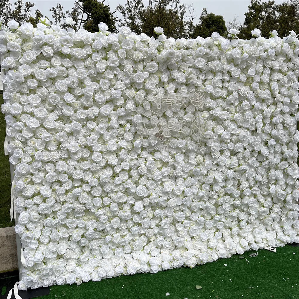 SPR China Supplies Artificial Flower Wall Orchid Silk Carnation Customized Size Peony Bouquet for Wedding Decoration Ivory Rose