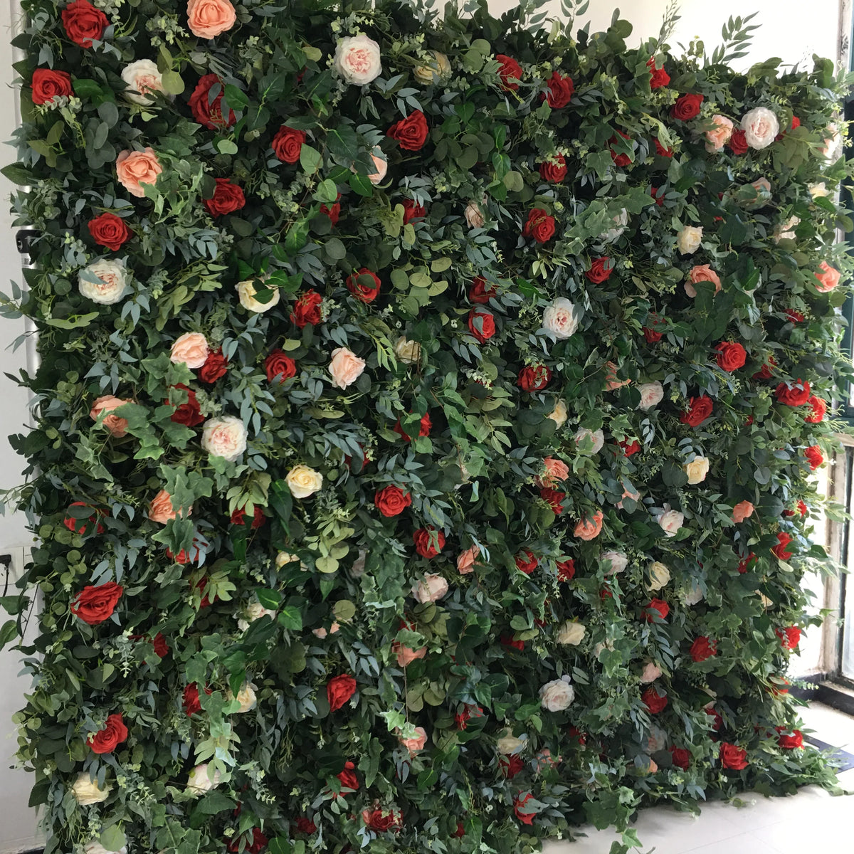 SPR Wholesale Custom Green Plant Leaf Wedding Supplies Decoration Rose Backdrop Silk Artificial Decorative Flower Wall
