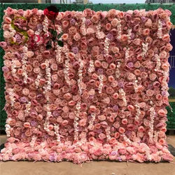SPR Custom 3D Flowerwall Wedding Artificial Silk Rose Flower Wall Panel Backdrop Artificial Flowers Decorative Flowers for Party - 50*50cm(19.69*19.69in) / SPR-FW2141-8