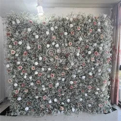 SPR Bridal Bouquet Fabric Back Blue Flower Wedding Decor Backdrop Flowerwall Artificial Decoration Custom Floral Wall Panels - 1*1foot / SPR-FW221020-5