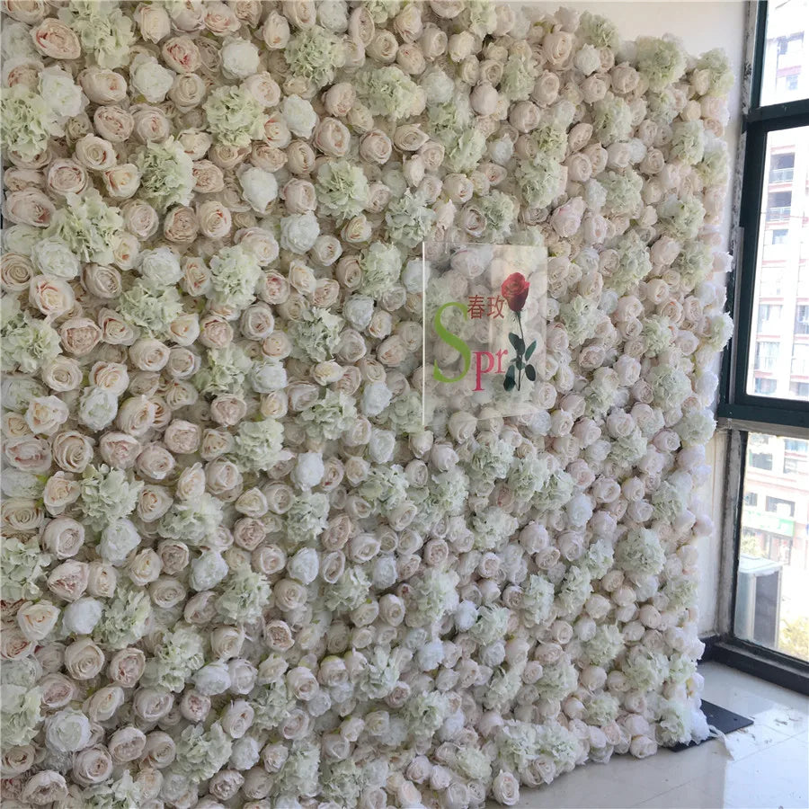 SPR 3D Rolled Silk Fabric Realistic Rose Flower Wall Home Wedding Party Graduation Decor-Eco-Friendly Handcrafted Ceiling Floral