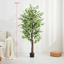 SPR Artificial Laurel Topiary Tree Set of 2 Realistic Leaves Twisted Trunk with Plastic Pot for Home Garden Patio Decor - 2 ft to 3 ft / Beige