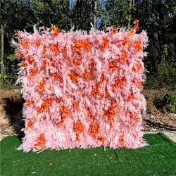 SPR Artificial Silk Rose 5D Flower Wall Decor Handmade Modern Style for Party Centerpiece Background - 1*1M(3.28*3.28ft) / Pink
