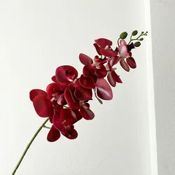 High Quality Real Touch 9 Head Artificial Phalaenopsis Flowers Big Blooms Orchid Flowers Leaves Stem Plants for Home Wedding - Height 98CM / 09-Red