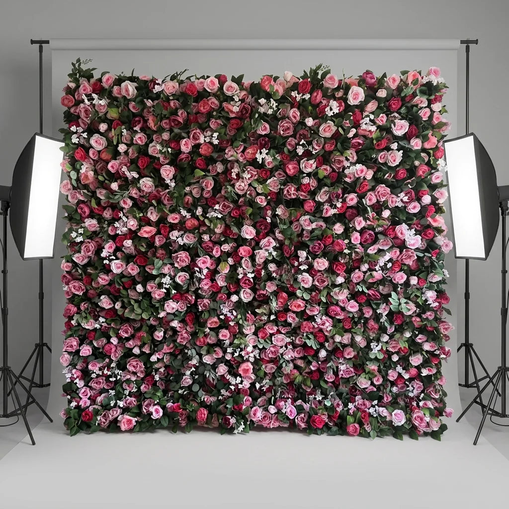 SPR Customized Handmade European High Quality Wedding Christmas Floral Roll Ombre Artificial Silk Flower Wall Rose Backdrop