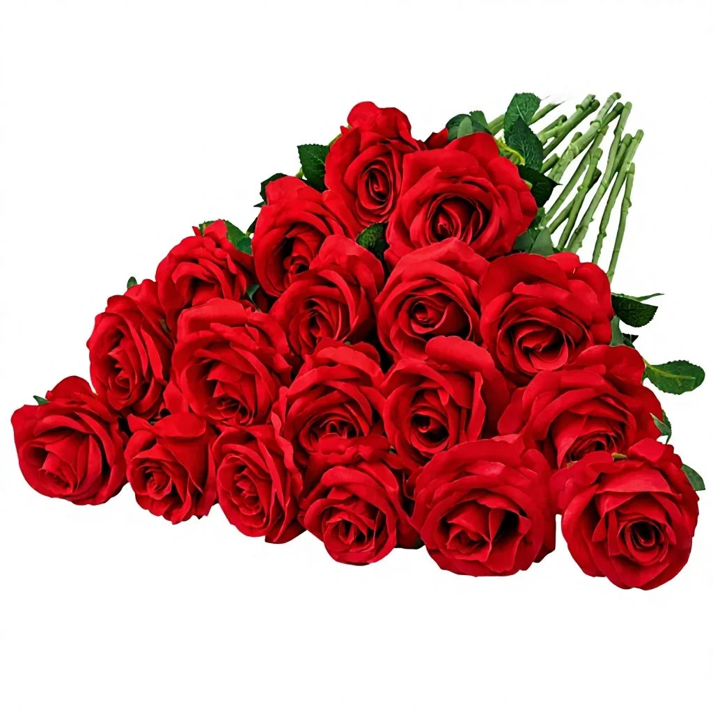 Wholesale Red Artificial Silk Roses Bouquet Long Stems Bridal Floral for Wedding Mother's Day Home Table Centerpiece Decor