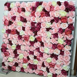 SPR Flower Wall Backdrop High Quality Roll up Artificial Silk Rose and Hydrangea Moveable Panels for Outdoor Wedding Decoration - 02