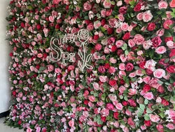 SPR Hot Sale Artificial Wedding Decoration Mix pink Purple  7D High Quality Flower Walls Fabric Back Roll up Style Wall - SPR-FW22726-11