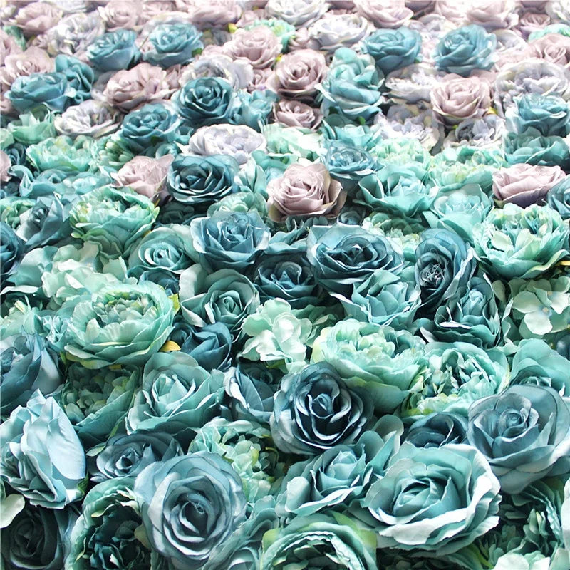 SPR Free Shipping 24pcs/set White Blue Ombre Wedding Occasion Artificial Rose Flower Wall Backdrop Factory Sales