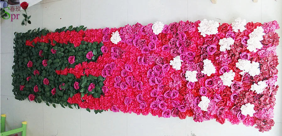 SPR Wedding Decoration Customized Artificial Rose Gradient Ombre Flower Wall Wedding Backdrop Decoration Arrangement for Stage