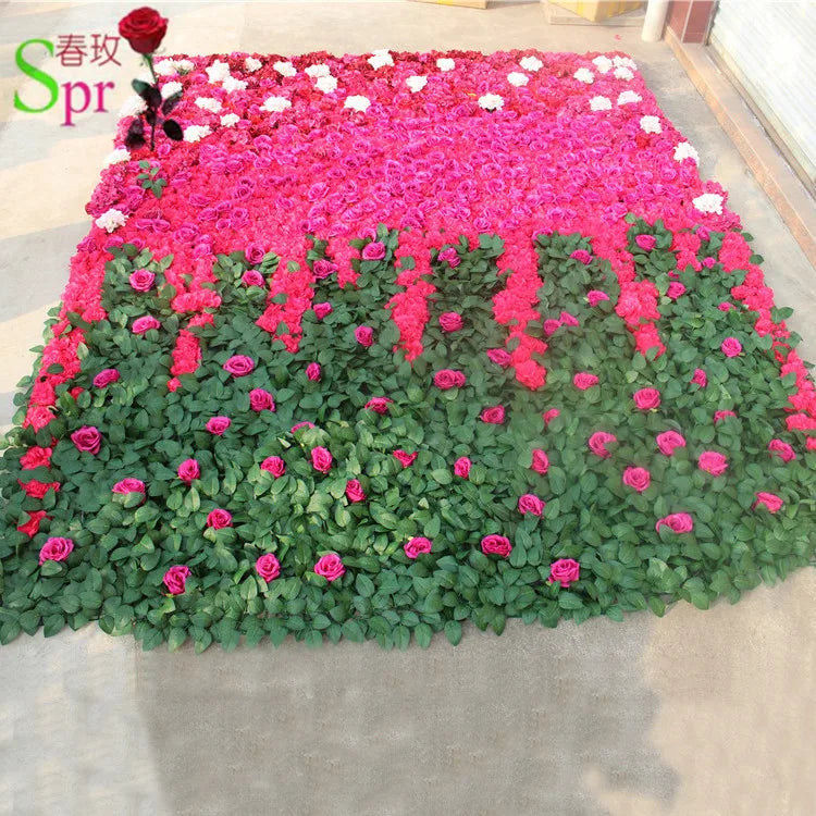 SPR Wedding Decoration Customized Artificial Rose Gradient Ombre Flower Wall Wedding Backdrop Decoration Arrangement for Stage