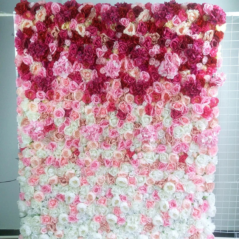 SPR Rose Flower Wall Roll up Red pink White Ombre Flower Wall Panels for Wedding Event Occasion Baby Showing