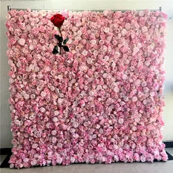 SPR High Quality Handmade Anti-Bacterial 5D Red Artificial Rose Fabric Wall for Wedding and Event Decorations - SPR-FW211230-1