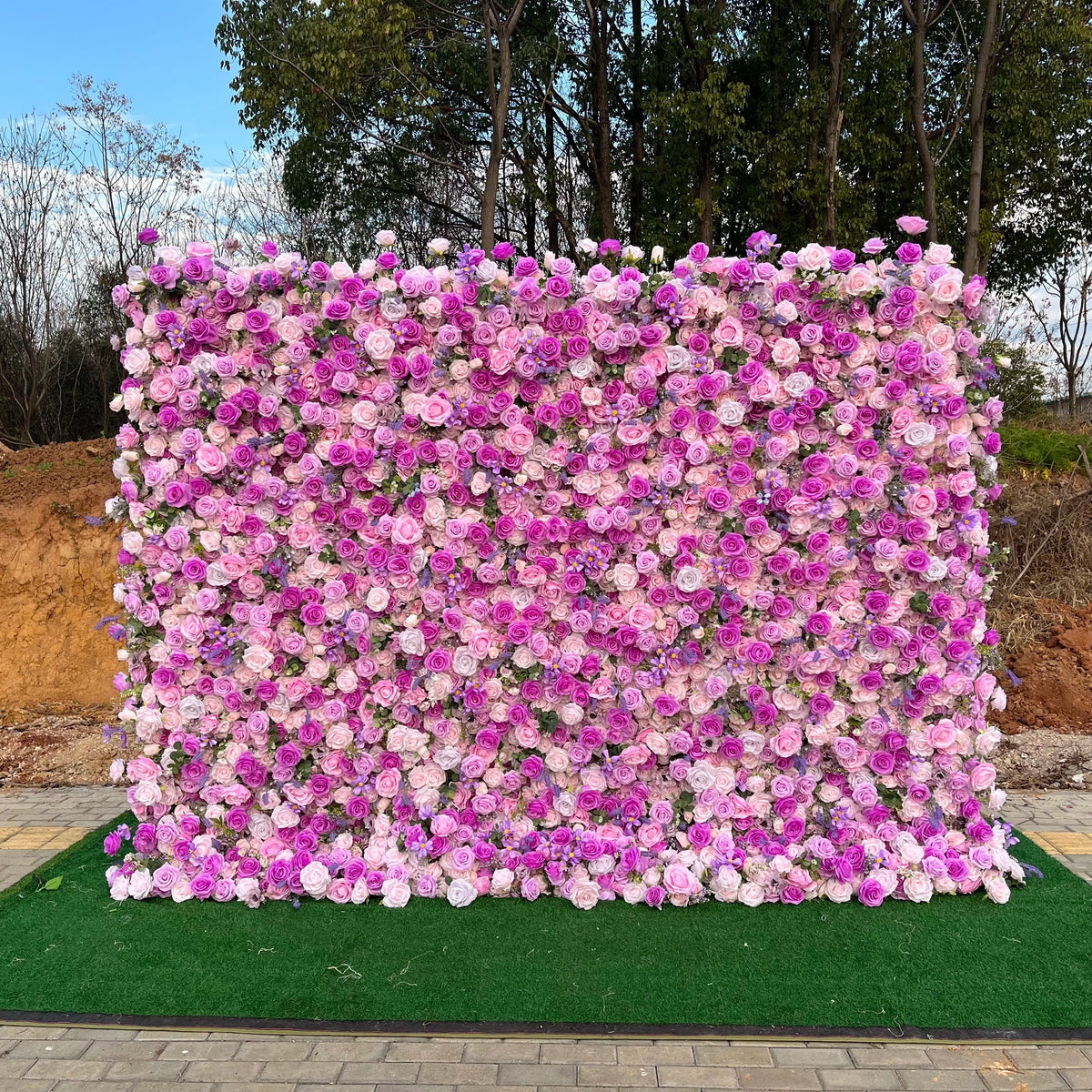 SPR Decorative Roll up Artificial Silk Rose Flower Wall Backdrop Panel for Wedding Party Birthday Hotel Decoration