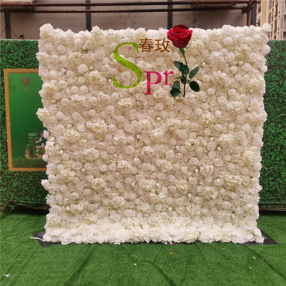 SPR FW21529-4-cloth Cream White 3D Flower Wall  Roll up Floral Wall for Wedding Backdrop