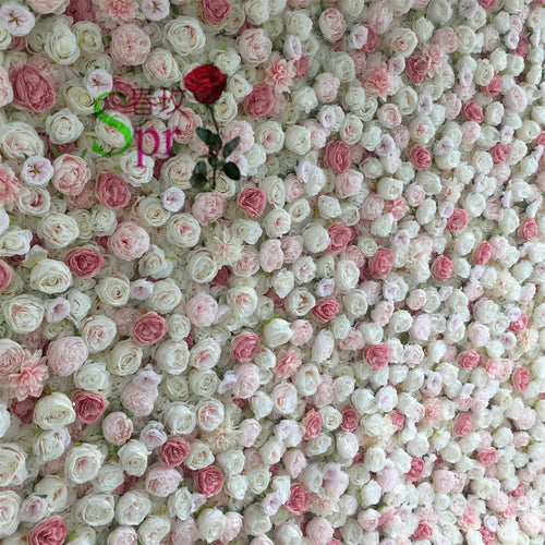 SPR 3D Design Floral Bridal Bouquet Ceiling pink Peony Rose Hydrangea Artificial Flower Decoration Wedding Backdrop