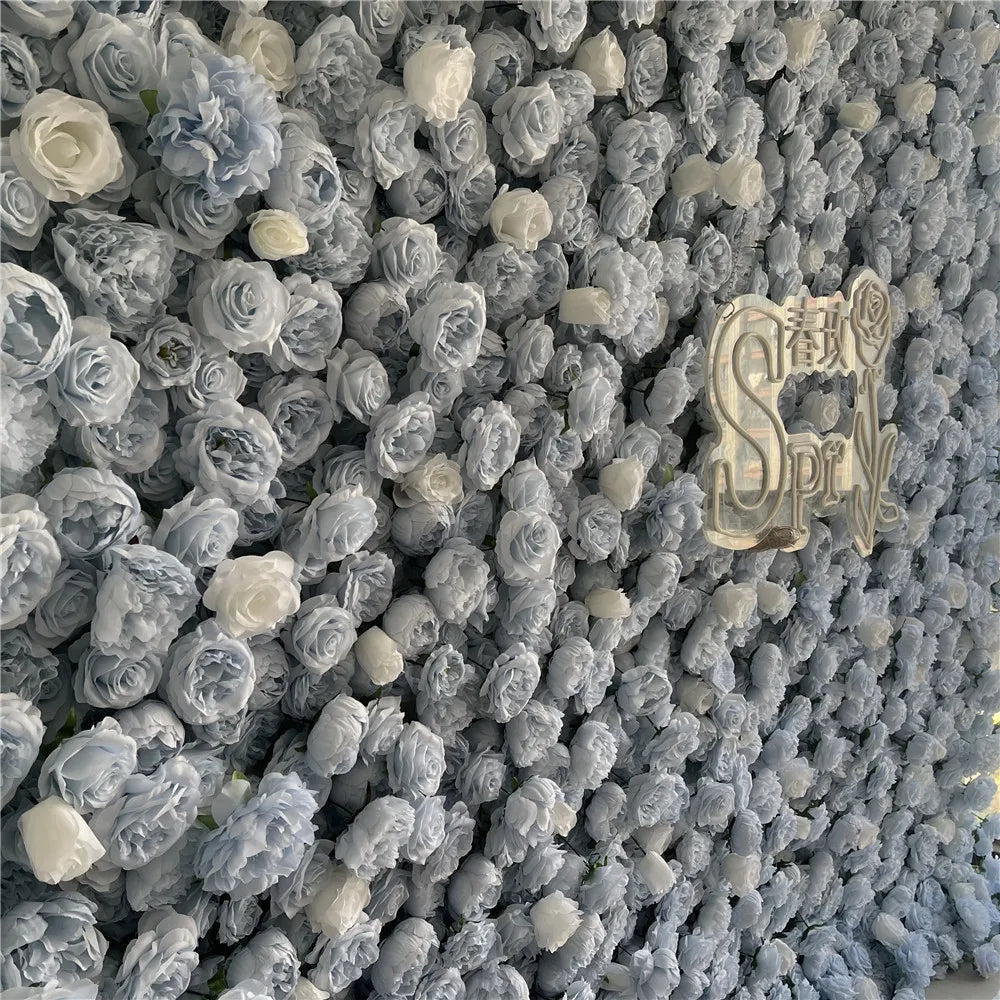 SPR Bridal Bouquet Fabric Back Blue Flower Wedding Decor Backdrop Flowerwall Artificial Decoration Custom Floral Wall Panels