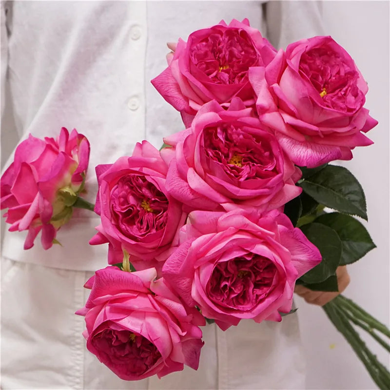 High Quality Real Touch Roses Long Stem Red Ivory Rose Real Touch Faux Flowers for Wedding Home Decorations