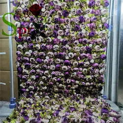 SPR Custom 3D Flowerwall Wedding Artificial Silk Rose Flower Wall Panel Backdrop Artificial Flowers Decorative Flowers for Party - 50*50cm(19.69*19.69in) / SPR-FW21323-4