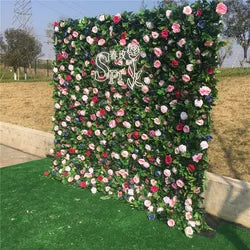 SPR Wholesale Custom White Pink Wedding Supplies Decoration Rose Backdrop Silk Artificial Decorative Flower Wall - SPR-FW22116-3