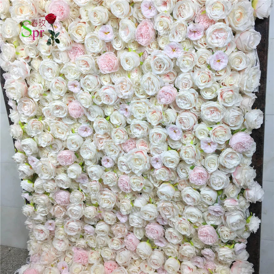 SPR customized size& color  Mix Roll up Cloth Flower Wall Handmade for Wedding Backdrop Baby Show Party Backdrop