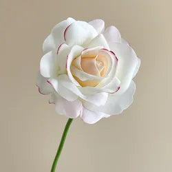 High Quality Wholesale Autumn Artificial Single Rose Real Touch Roses Flower for Table Centerpiece Wedding Decoration - 25CM(9.84in) / 05-Cream