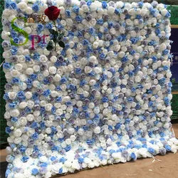SPR ROLL Handmade Lightweight Fabric Back Style Customizable Size Color Artificial Rose Flower Wall Wedding Birthday Party - 1*1M(3.28*3.28ft) / SPR-FW2141-4