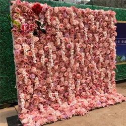 SPR ROLL Handmade Lightweight Fabric Back Style Customizable Size Color Artificial Rose Flower Wall Wedding Birthday Party - 1*1M(3.28*3.28ft) / SPR-FW2141-8