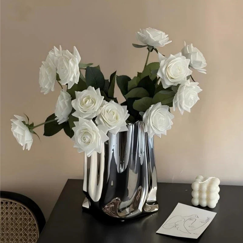 High Quality Real Touch Single Rose Realistic Artificial Moisturizing Rose Flowers for Table