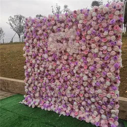 SPR Bridal Bouquet Flores Artificiais Restaurant and Wedding Ceremony Events Fabric Artificial Red Rose Decorative 3d Wall Panel - 8*8 ft / SPR-FW2216-1