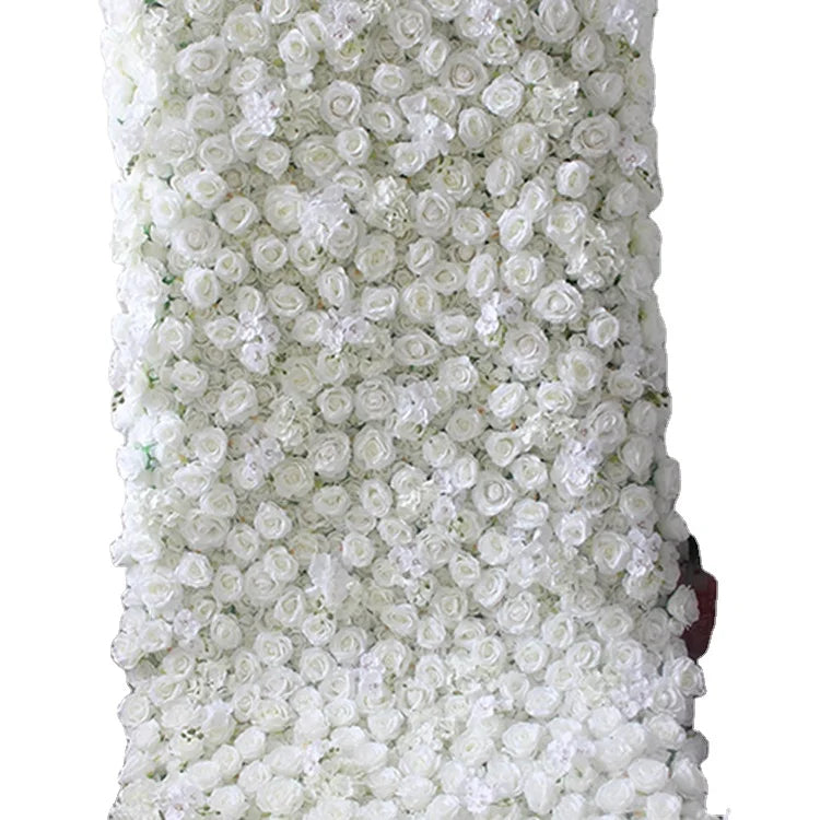 SPR Factory Supply Backdrop Baby White Can Roll up Artificial Flowers Wall Wedding Decor