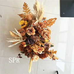 SPR Bridesmaids Bouquet High Quality Birthday Party Valentine's Day Artificial Flower Wall Silk Rose Panels for Wedding Backdrop - 1foot*1foot / SPR-FW24114-6B