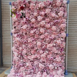 SPR 1.2*2.4M(4*8ft)/pc DIY Big Size Roll up White Silk Artificial Rose Wedding Backdrop Stand Flower Wall - 2.4*1.2m / SPR-FW2077-15