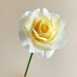 High Quality Wholesale Autumn Artificial Single Rose Real Touch Roses Flower for Table Centerpiece Wedding Decoration - 25CM(9.84in) / 02-Yellow
