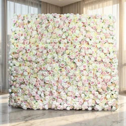 SPR Artificial Silk Flower Mat for Wedding Christmas Chinese New Year Wall Decoration Backdrop Panel Rose Flower Wall Bohemian - SPR-FW18813-1
